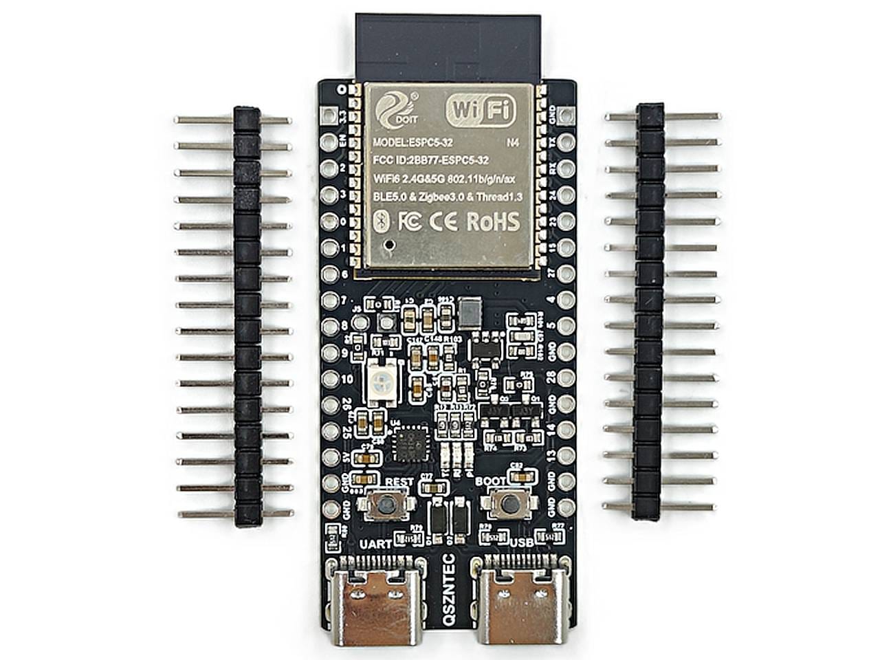 ESP32-C5 WiFi/BT-BLE/ZigBee modul alappanel (ESP32-C5-DevKitC-N8R4, 2.4/5Ghz)