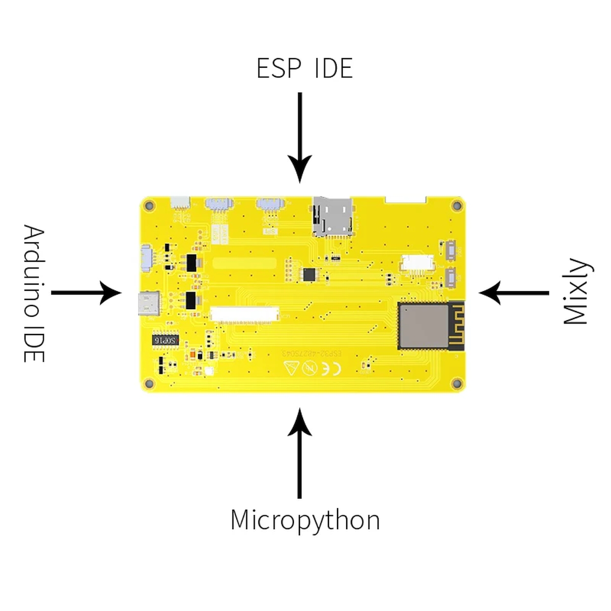 4,3 colos TFT érintőkijelzős ESP32-S3 fejlesztőpanel LVGL grafikus felülethez, WiFi és Bluetooth kapcsolattal, mikrokontrolleres HMI projektekhez.