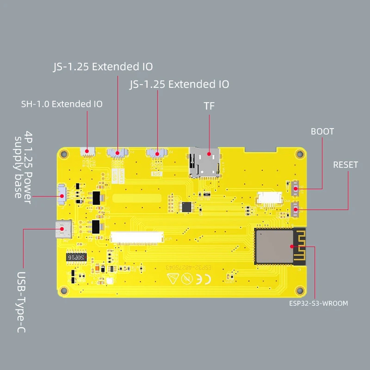 ESP32-S3 alapú LVGL kijelzős modul 4,3 hüvelykes rezisztív érintőfelülettel, microSD olvasóval és WiFi Bluetooth kommunikációval.