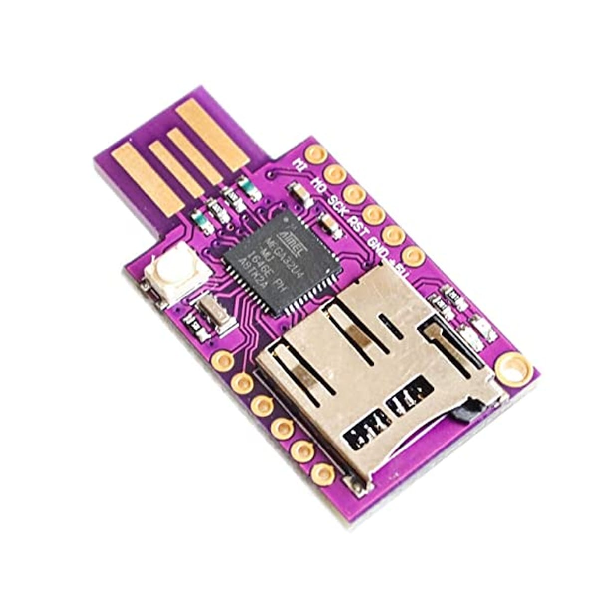 BadUSB TF Leonardo SD ATmega32U4 mikrokontroller modul microSD foglalattal, USB HID és Arduino Leonardo kompatibilis fejlesztésekhez.