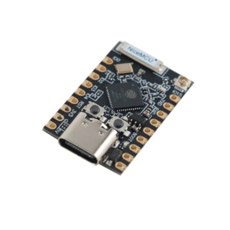 ESP32-C5 Mini mikrokontrolleres panel kivezetett csatlakozókkal, Wi-Fi 6, Bluetooth LE, Zigbee és Thread támogatással, okosotthon eszközök fejlesztéséhez és vezeték nélküli prototípusokhoz.