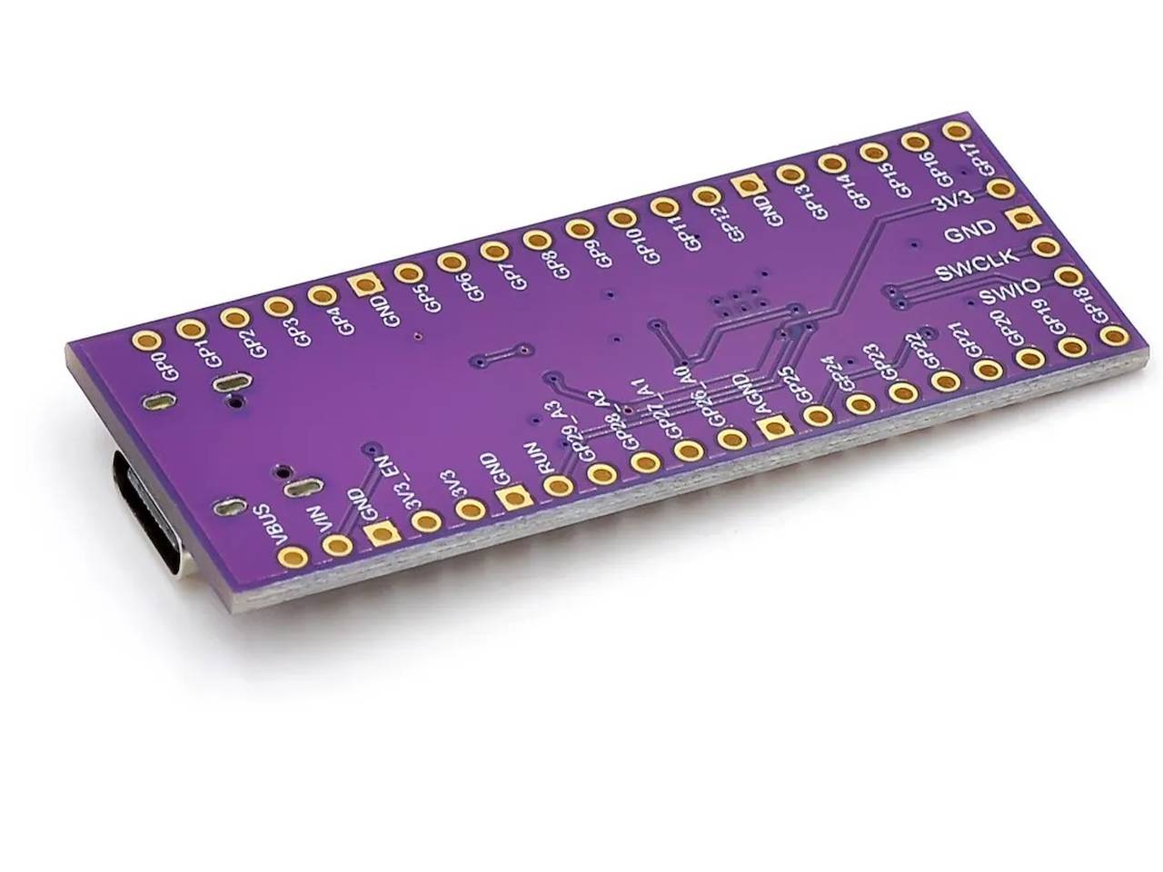 Lila színű RP2040 fejlesztőpanel USB‑C csatlakozóval, 16 MB flash memóriával