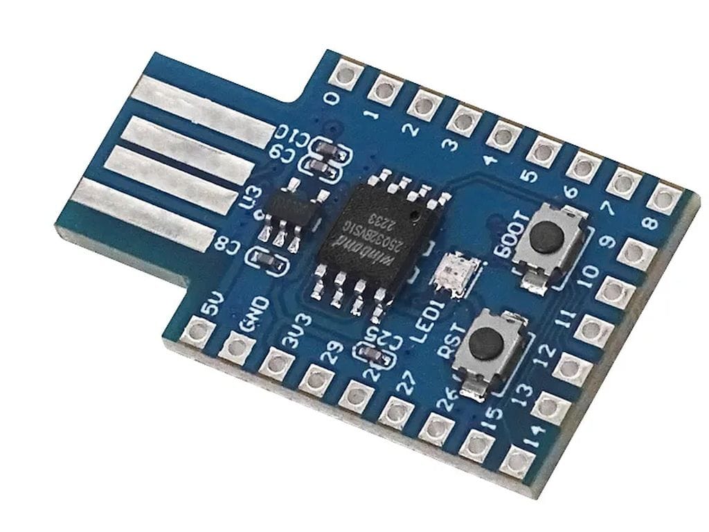 RP2040_USB fejlesztőpanel 4 MB flash memóriával, WS2812 RGB LED-del