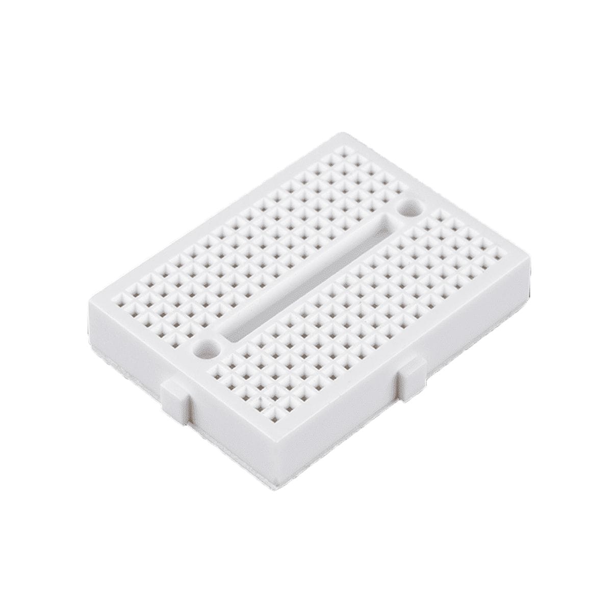 Zöld, fehér és kék 170 lyukas mini breadboardok közelről, forrasztás nélküli elektronikai prototípus breadboardon témához.