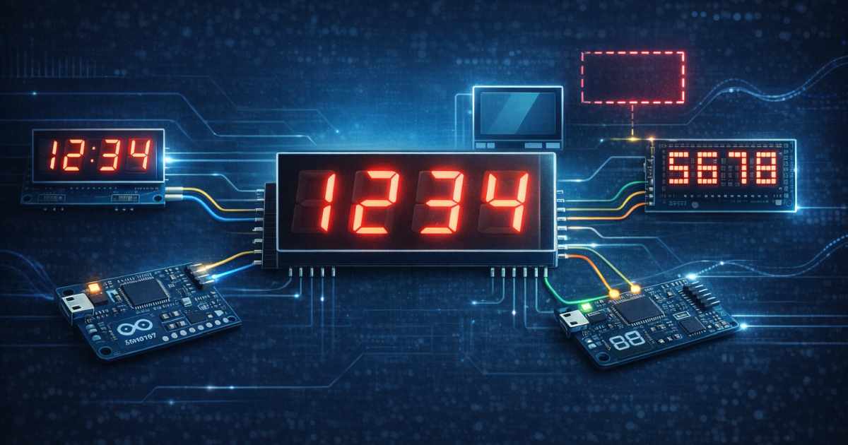 Arduino projekt 7 szegmenses kijelzőkkel – TM1637, TM1638 és MAX7219 LED vezérlés