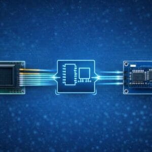 LCD modul bal oldalon párhuzamos adatkapcsolattal, jobbra IIC expanderes vezérlőpanel kapcsolódik hozzá.