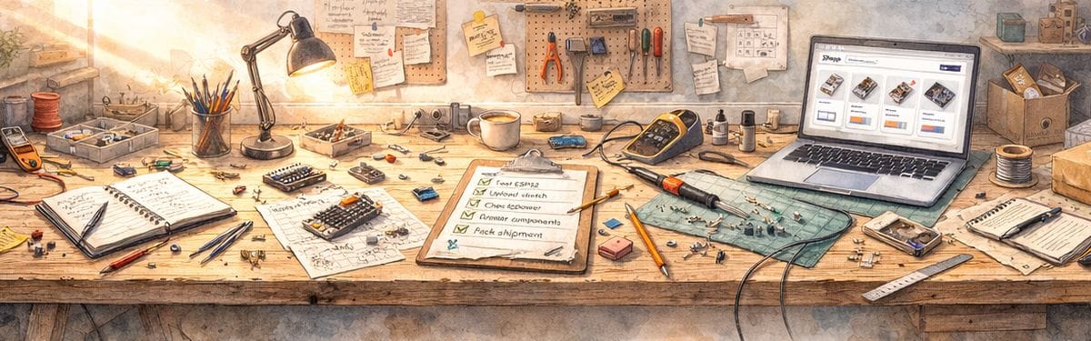 A műhelyasztal a TavIR fejlesztőműhelyben...