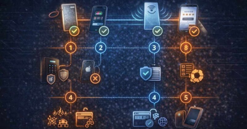 🏷️ Beléptető kártya vagy NFC? – 5 kérdés, ami segít elkerülni a rossz döntést Grafikus összehasonlítás az NFC és beléptető kártyák funkciói, céljai és használati környezetei között – döntési útmutató vizuálisan.