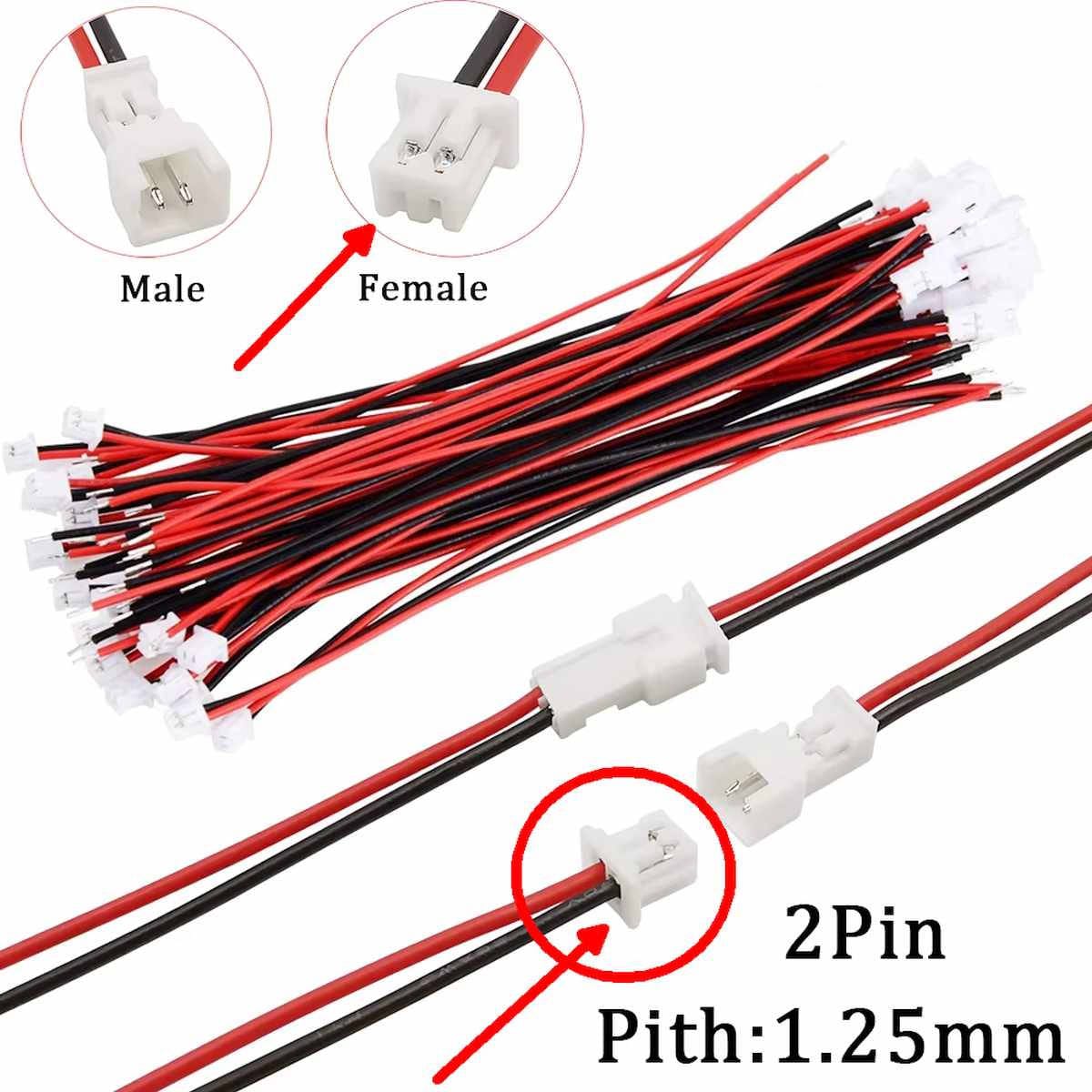 Előszerelt JST-GH 2 pin anya csatlakozó 20 cm vezetékkel, mikro méretű csatlakozáshoz.