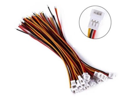 3 pin-es JST-GH male csatlakozók szerelt kábelekkel, ideális szenzorok és fejlesztőpanelek összekötésére.