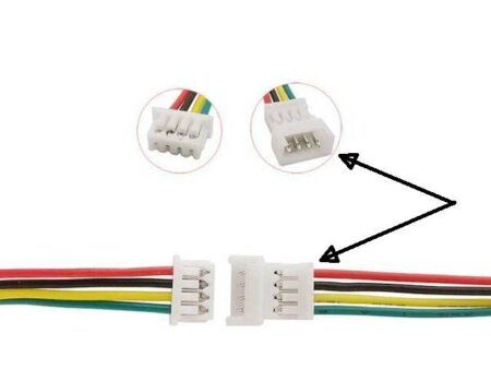 JST-GH 1.25 mm 4 pin male csatlakozó, előre szerelt vezetékkel, kompakt fejlesztésekhez.