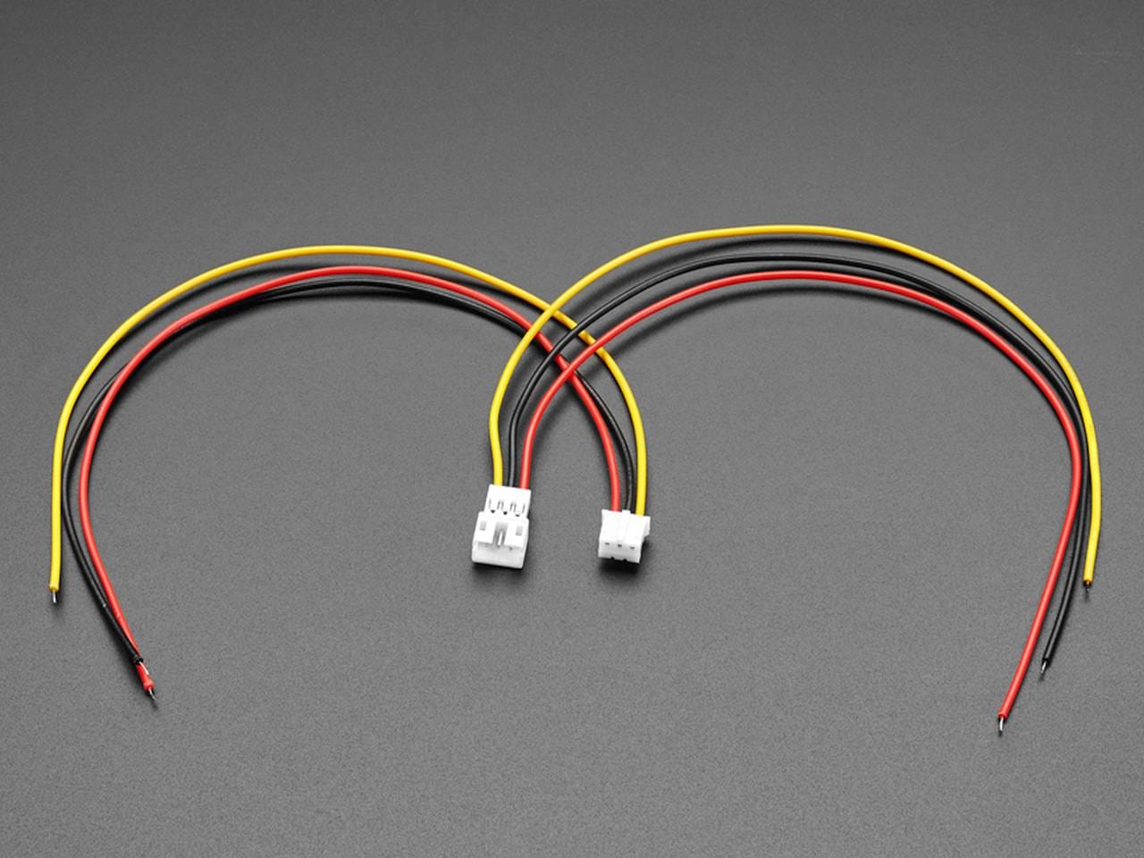 JST-PH 2.0 hárompines csatlakozókábelpár, összesen 40 cm vezetékkel, szerelt anya és apa csatlakozóval, mikrokontrolleres és szenzoros alkalmazásokhoz.