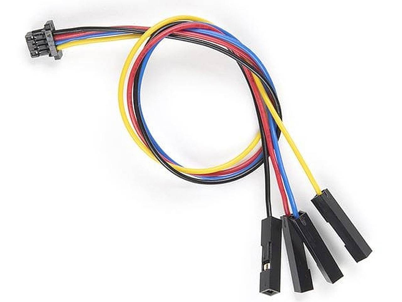 JST SH-1.0 4 pines csatlakozókábel, 20 cm hosszú, egyik végén anya JST SH, másik végén Dupont jumper aljzat, mikrokontrolleres projektekhez.