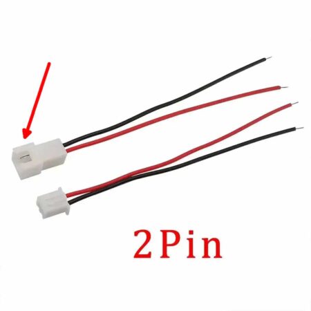 Kétpines JST-XH tápcsatlakozó, előkészített 20 cm-es kábelhosszal és csupasz véggel.  