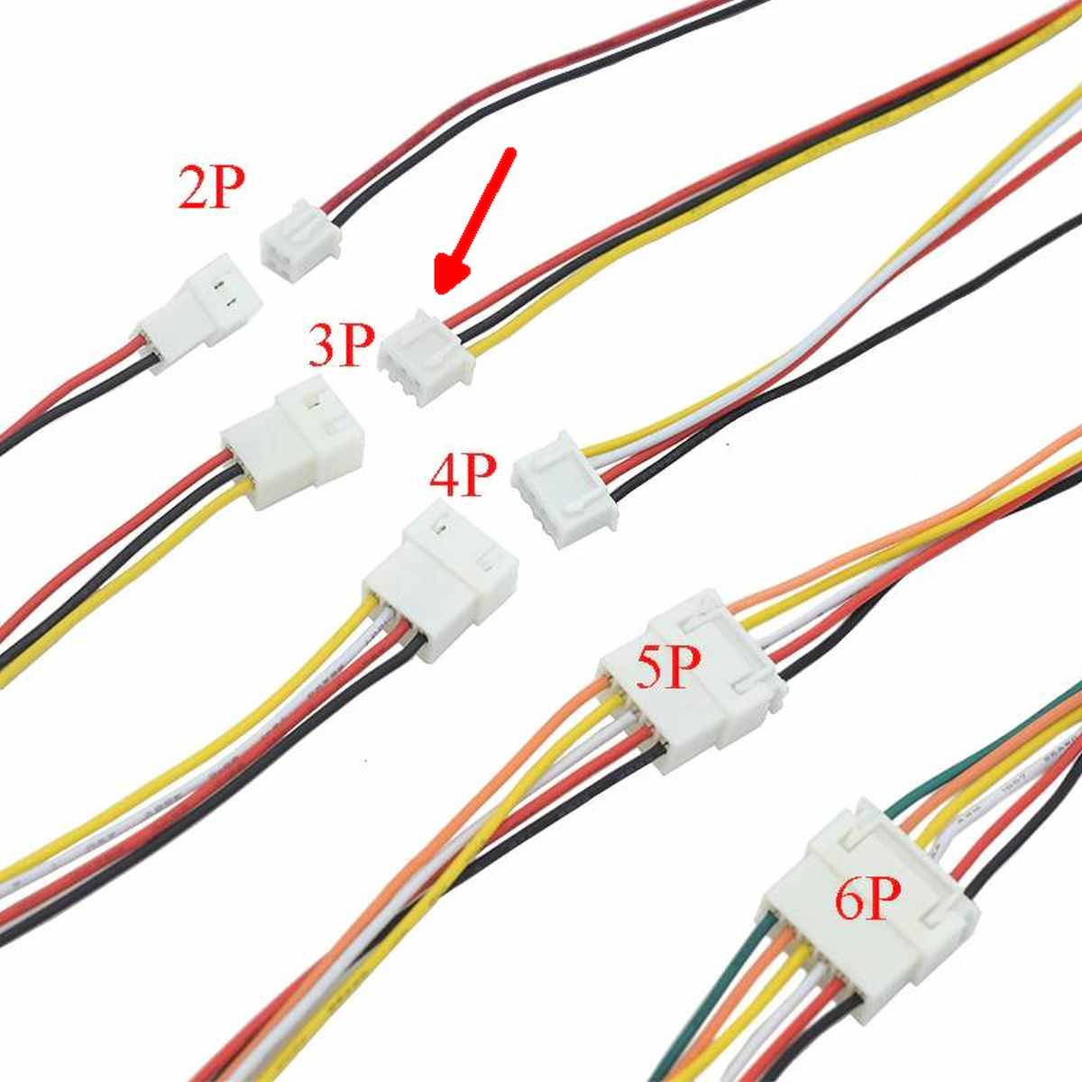Előre bekötött 3 vezetékes fehér csatlakozó, 20 cm hosszú kábelekkel, hobbi elektronikához és Arduinohoz
