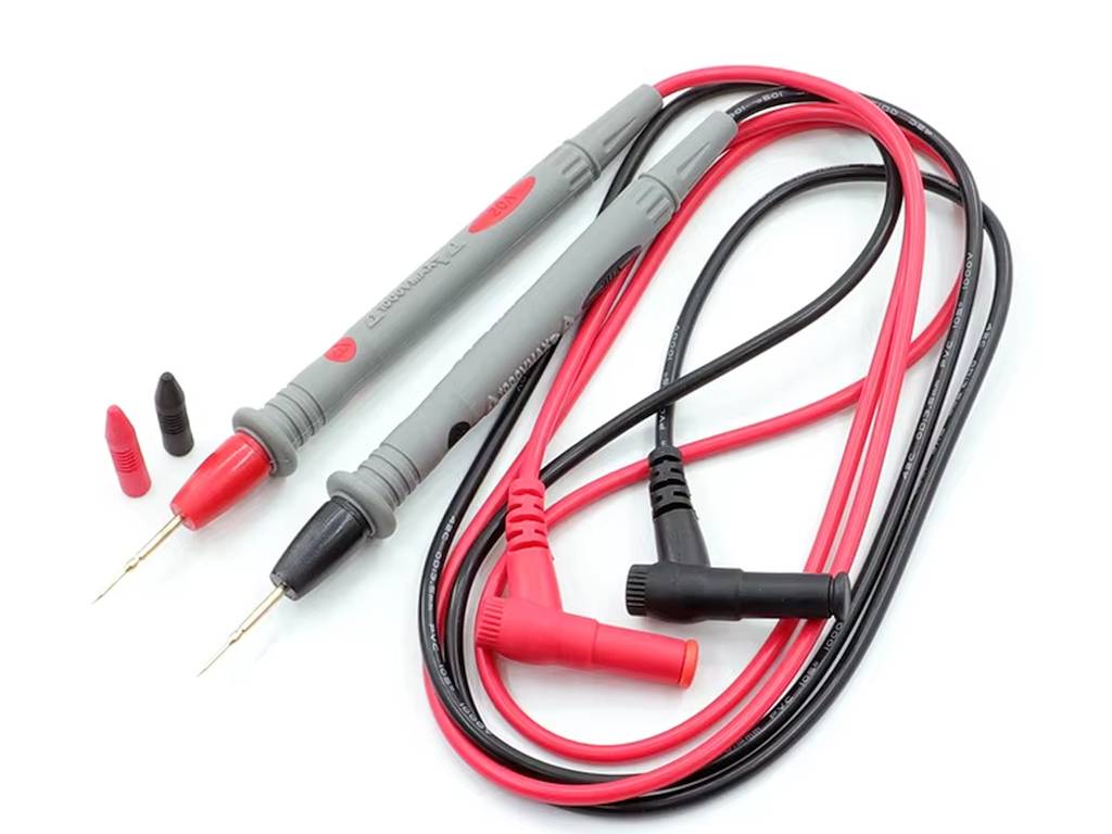 Multiméter tesztkábel készlet piros és fekete szondával, 1000V 20A mérésekhez, univerzális csatlakozóval, elektromos és mikrokontrolleres projektekhez