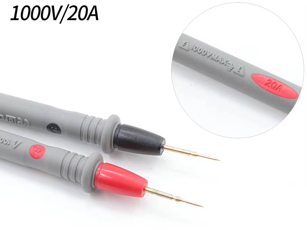 Multiméter tesztkábel készlet piros és fekete szondával, 1000V 20A mérésekhez, univerzális csatlakozóval, elektromos és mikrokontrolleres projektekhez