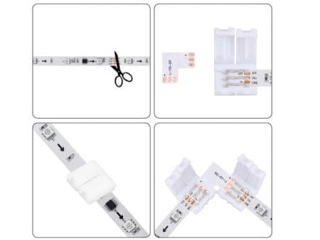 LED-szalag - 90 fokos sarokelem / táp- és adatcsatlakozó (3pin, forrasztásmentes) - Image 2