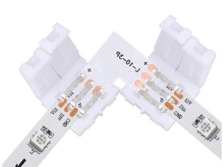 LED-szalag - 90 fokos sarokelem / táp- és adatcsatlakozó (3pin, forrasztásmentes)