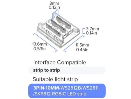 LED-szalag táp- és adattoldó - szalaghoz (3pin, forrasztásmentes, szalag-szalag) - Image 4