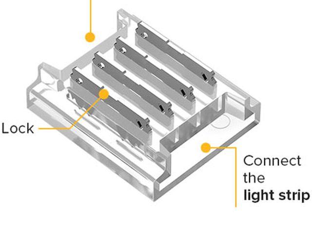 LED-szalag táp- és adattoldó - szalaghoz (4pin, forrasztásmentes)