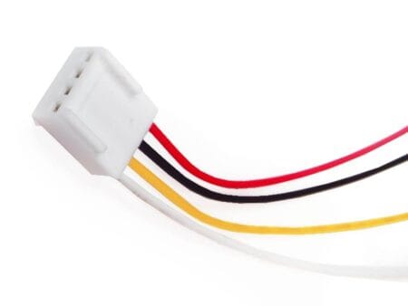 Négyeres, 2.54 mm-es Molex KK2510 anya csatlakozó színes kábelekkel, Arduino és elektronikai projektekhez.