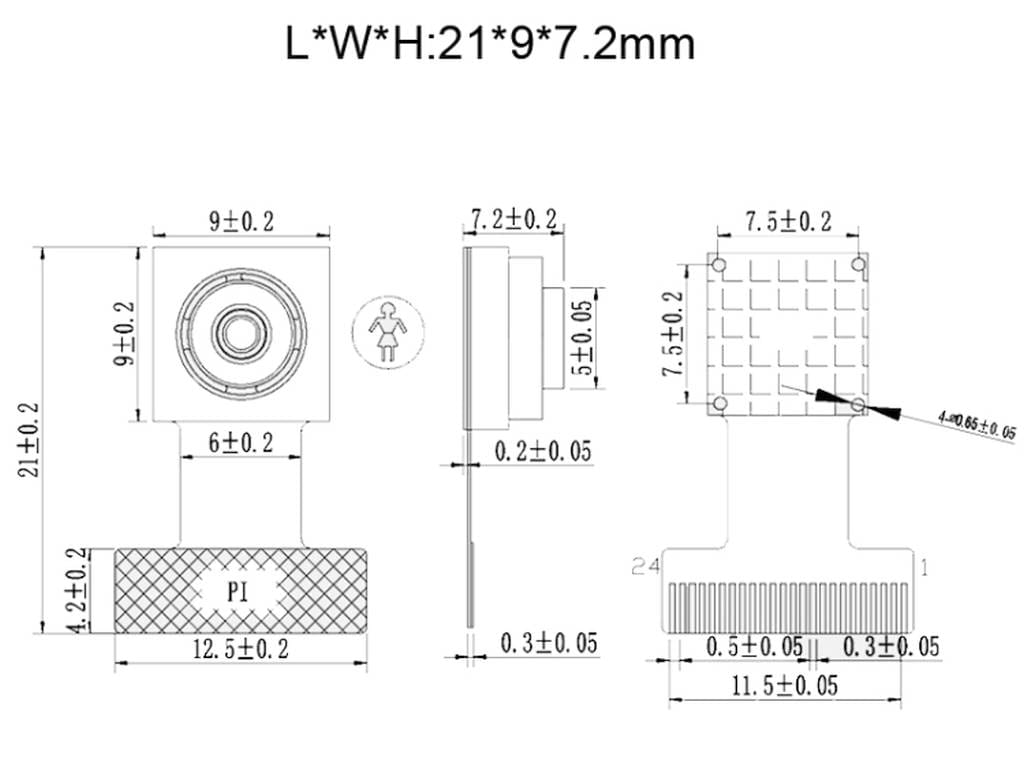 2 megapixeles OV2640 mini típusú beágyazott kamera, Arduino és ESP32 projektekhez optimalizált kivitelben.