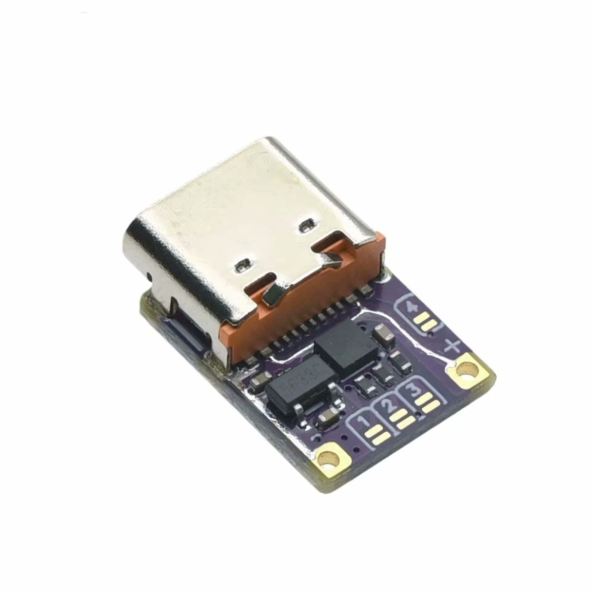 USB-C Power Delivery trigger panel fekete nyákon, jelölt 9 V, 12 V, 15 V és 20 V kimeneti lehetőségekkel.