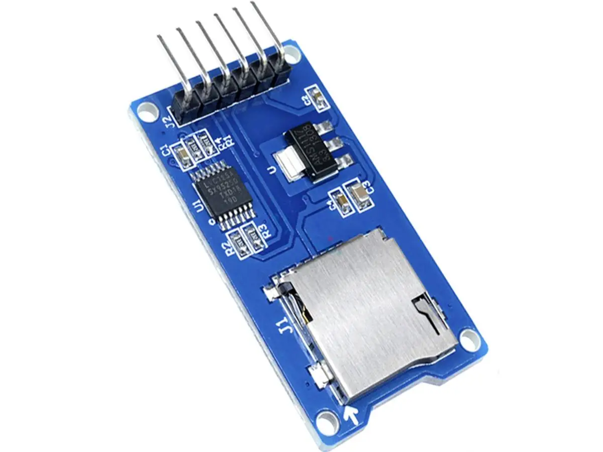 MicroSD / TF kártya foglalat szintillesztővel ellátott modul (SPI, 3.3V/5V)