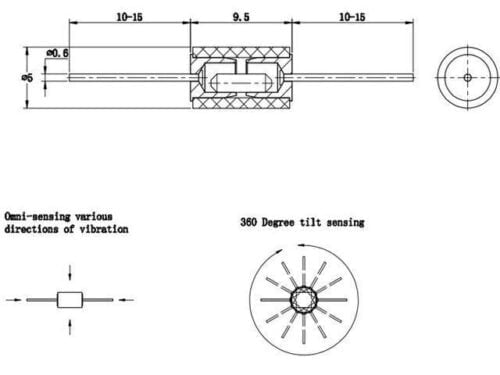 Tilt (ütés/rezgés/vibráció; SW-420) fekvő kapcsoló (5db/pack) - TavIR