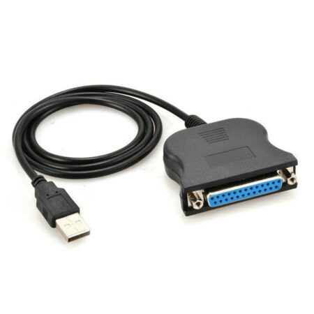 USB-A és DB25 LPT csatlakozós nyomtatóadapter kábel közelről
