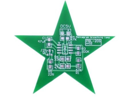 DIY ötágú lélegző csillag LED panel karácsonyi dekorációhoz – gradient fade-effekt, diákoknak forrasztási gyakorlatként
