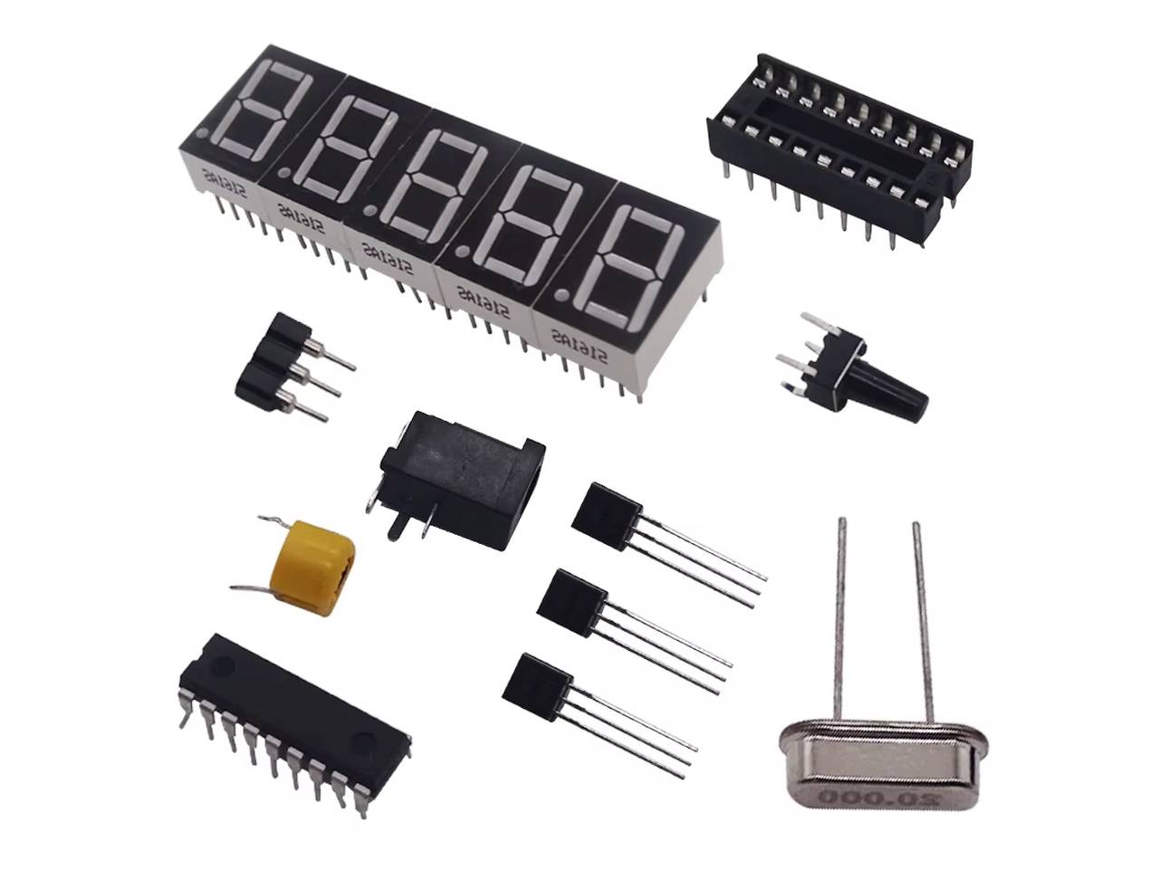 Egy digitális, LED kijelzős kristályoszcillátor frekvenciamérő készlet 1 Hz és 50 MHz közötti tartománnyal, mikrokontrolleres vezérléssel, DIY forrasztási lehetőséggel.