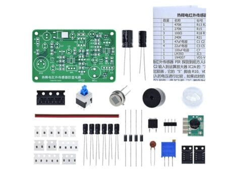 Pyroelektromos PIR mozgásérzékelő modul DIY riasztó készlet, amely érzékeli az emberi test infravörös hősugárzását és megszólaltatja a riasztót