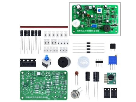 Pyroelektromos PIR mozgásérzékelő modul DIY riasztó készlet, amely érzékeli az emberi test infravörös hősugárzását és megszólaltatja a riasztót