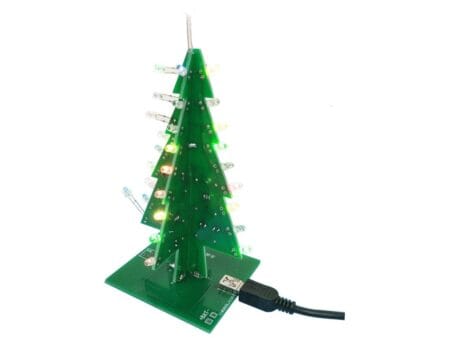 3D LED karácsonyfa villogó zöld, piros, sárga LED‑ekkel DIY készlet mérnöki precision‑szereléshez