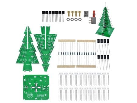 3D LED karácsonyfa villogó zöld, piros, sárga LED‑ekkel DIY készlet mérnöki precision‑szereléshez