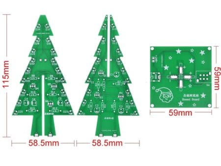 3D LED karácsonyfa villogó zöld, piros, sárga LED‑ekkel DIY készlet mérnöki precision‑szereléshez