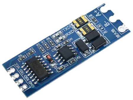 Egy TTL-ről RS485-re és RS485-ről TTL-re konvertáló kétirányú UART modul, 3.3V és 5V mikrovezérlőkkel, például Arduinóval kompatibilis változatban.