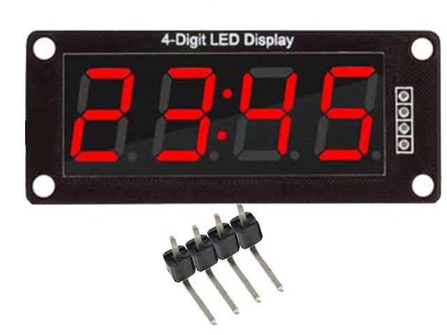 4x 7szegmens LED (TM1637 vezérlő, 0.56", piros [óra])