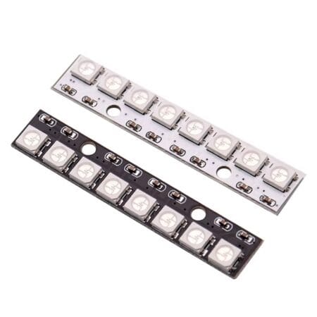 8 LED-es NeoPixel RGB modul WS2812 technológiával, amely egyszerűen vezérelhető Arduino segítségével látványos fényhatásokhoz.