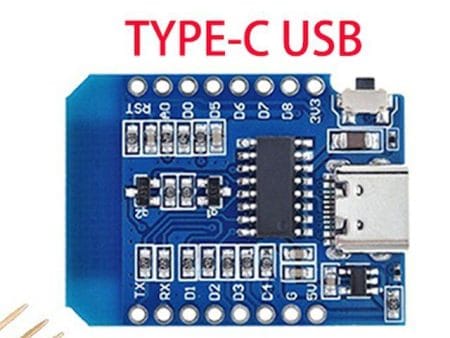 ESP8266/D1 WiFi-Serial modul alappanel (D1 mini, ESP-12, ESP12F, USB-C)