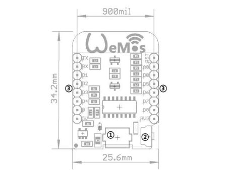 ESP8266/D1 WiFi-Serial modul alappanel (D1 mini, ESP-12, ESP12F, USB-C) - Image 2