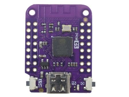 ESP32‑S2 Mini WiFi‑Serial modul alappanel, 4 MB flash és 2 MB PSRAM, USB‑C csatlakozóval hosszú távú stabil IoT alkalmazásokhoz