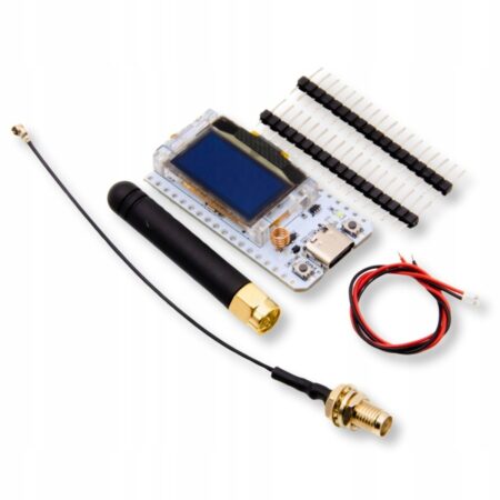Heltec LoRa 32 V3 868 MHz ESP32-S3 panel Meshtastic, Arduino és LoRaWAN projektekhez, OLED kijelzővel, antennával, USB-C csatlakozóval és akkumulátorvezetékkel. A fejlesztőkártya vezeték nélküli IoT kommunikációhoz és szenzoradat-átvitelhez használható.