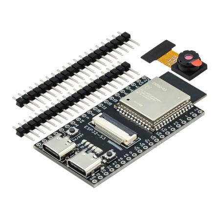 ESP32-S3 kamera fejlesztőpanel USB csatlakozással. AIoT, képfeldolgozás és okosmegfigyelési rendszerek fejlesztésére alkalmas elektronikai modul.
