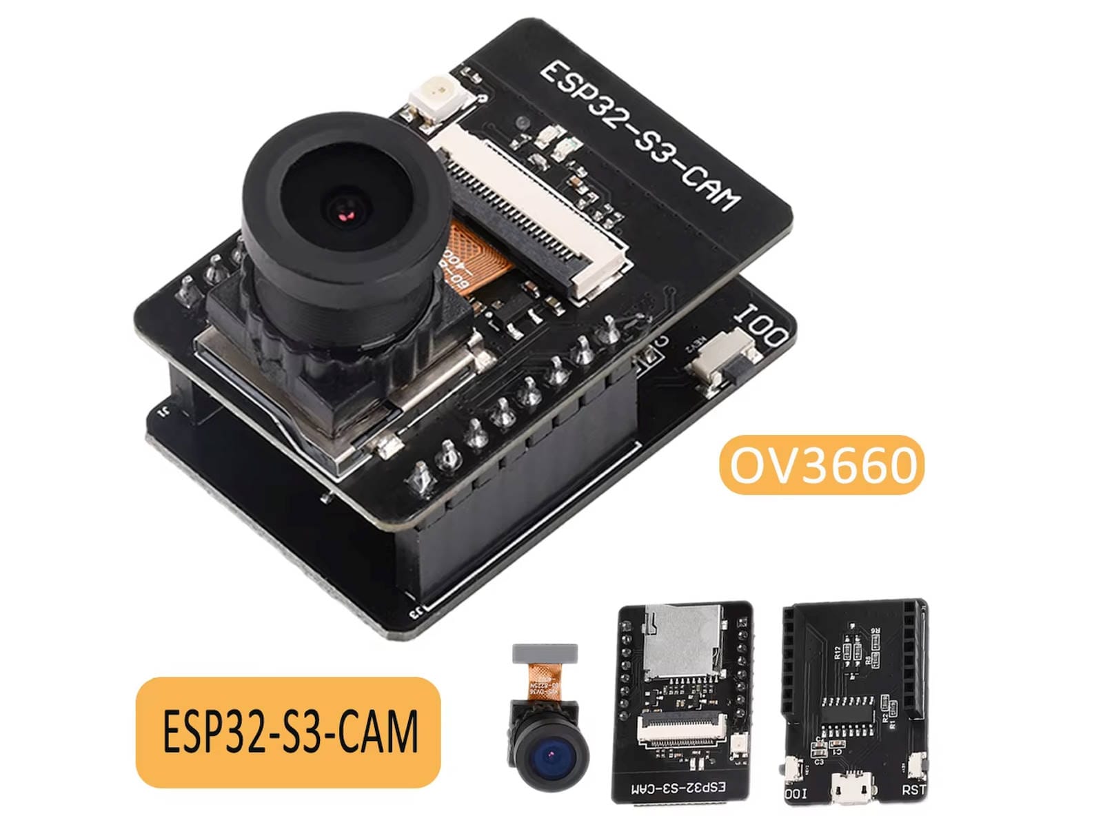 Egy ESP32-S3-CAM fejlesztőpanel látható, amely 8 MB PSRAM-mal és 16 MB Flash memóriával rendelkezik, ideális AI és IoT alkalmazásokhoz kamerával és vezeték nélküli kapcsolattal.