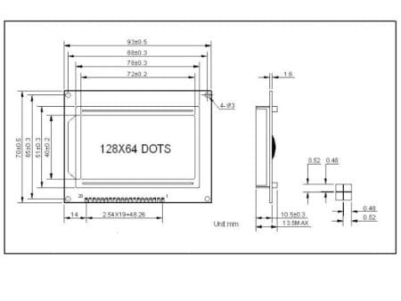 128x64 grafikus TFT/LCD (128*64, SPI/Paralell, kék, ST7920) - Image 4