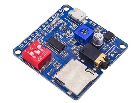 DY-SW5V - Egy 5W-os, MP3/WAV formátumot támogató hangmodul Arduino projektekhez, microSD kártyafoglalattal, 3.3 V-os soros vezérléssel és mikro-USB csatlakozóval – DY-SV5W lejátszó modul DIY elektronikához.
