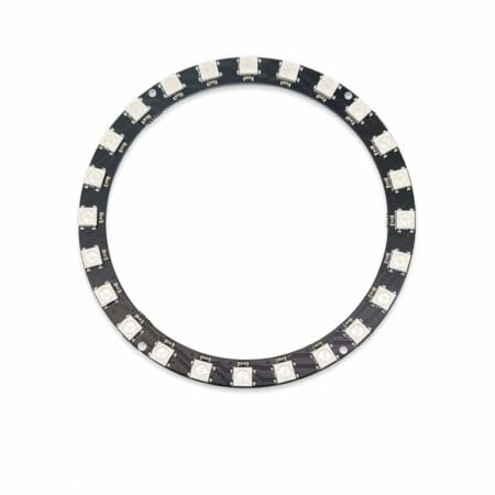 Címezhető WS2812B NeoPixel LED gyűrű 24 RGB LED-del, egyvezetékes adatvezérléshez és kreatív Arduino világításokhoz.
